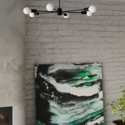Ljuskrona på stång LANGO 5xE27/60W/230V svart