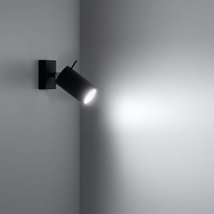 Väggspotlight RING 1xGU10/10W/230V svart