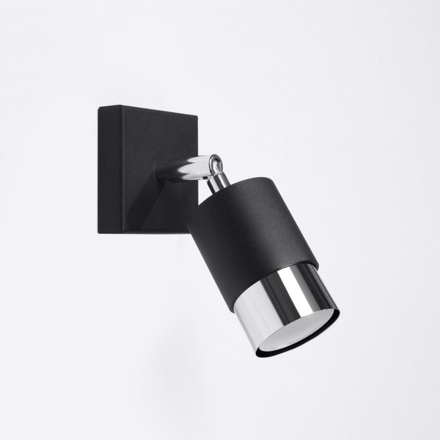 Vägg spotlight  NERO 1xGU10/40W/230V svart /skinande krom