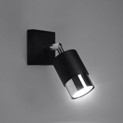 Vägg spotlight  NERO 1xGU10/40W/230V svart /skinande krom