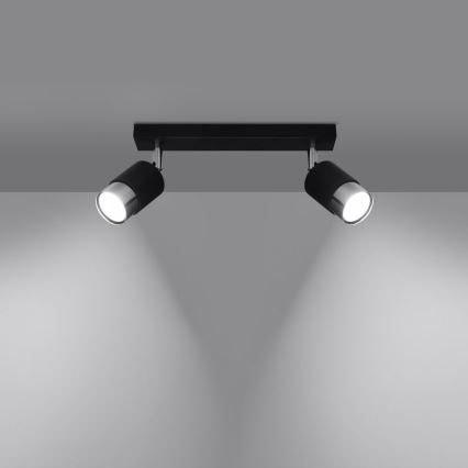 Spotlight  NERO 2xGU10/40W/230V svart /skinande krom
