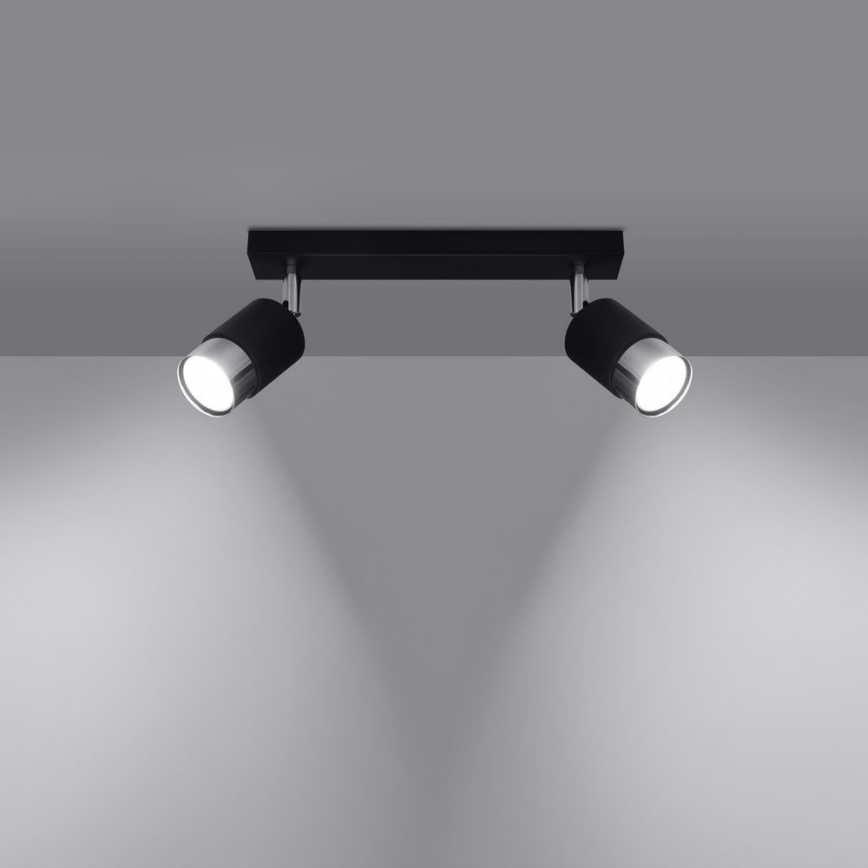 Spotlight  NERO 2xGU10/40W/230V svart /skinande krom