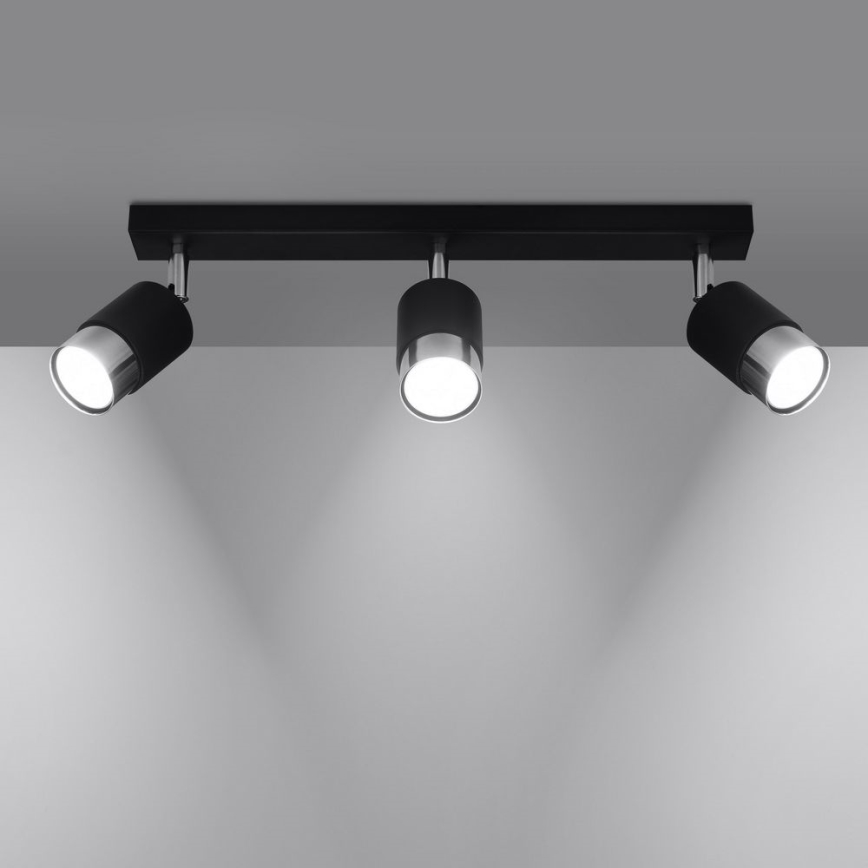 Spotlight  NERO 3xGU10/40W/230V svart /skinande krom