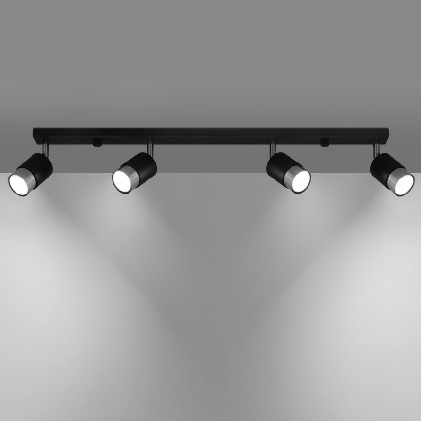 Spotlight  NERO 4xGU10/40W/230V svart /skinande krom