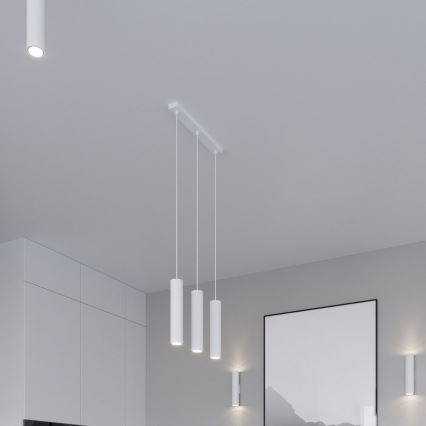Ljuskrona med textilsladd LAGOS 3xGU10/10W/230V vit
