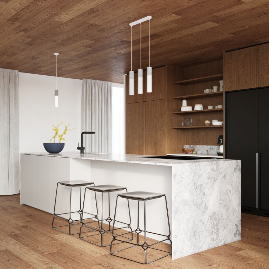 Ljuskrona med upphängningsrem BORGIO 3xGU10/40W/230V betong/metall vit