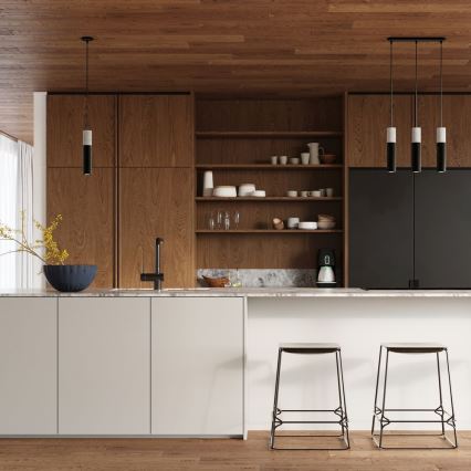 Ljuskrona med upphängningsrem BORGIO 3xGU10/40W/230V betong/metall svart