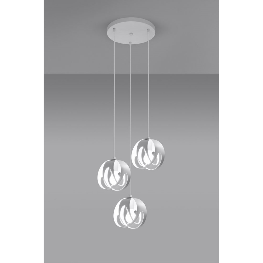 Takkkrona på ett snöre  TULOS 3xE27/60W/230V vit