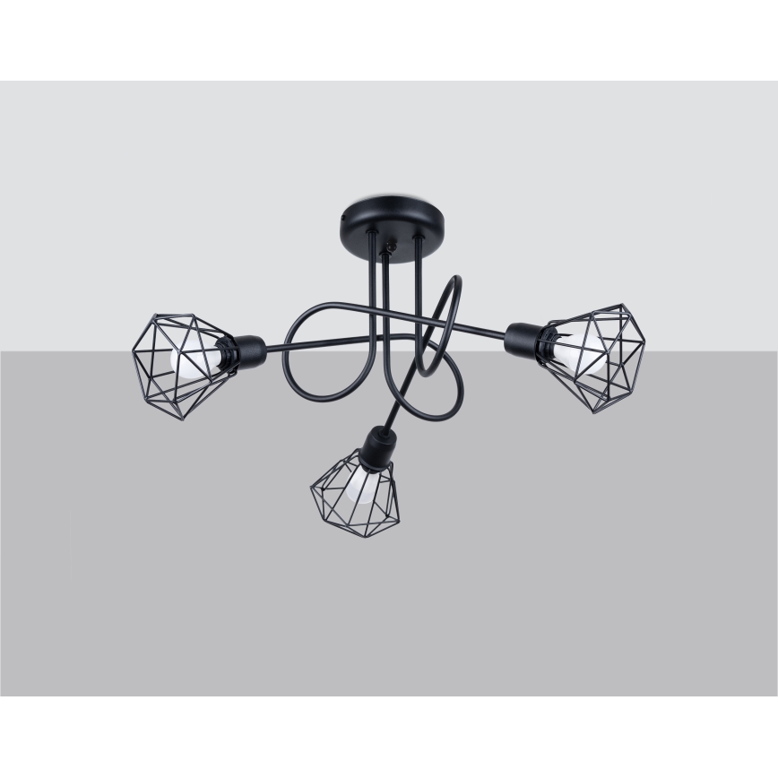 Taklampa på stång ARTEMIS 3xE14/40W/230V svart