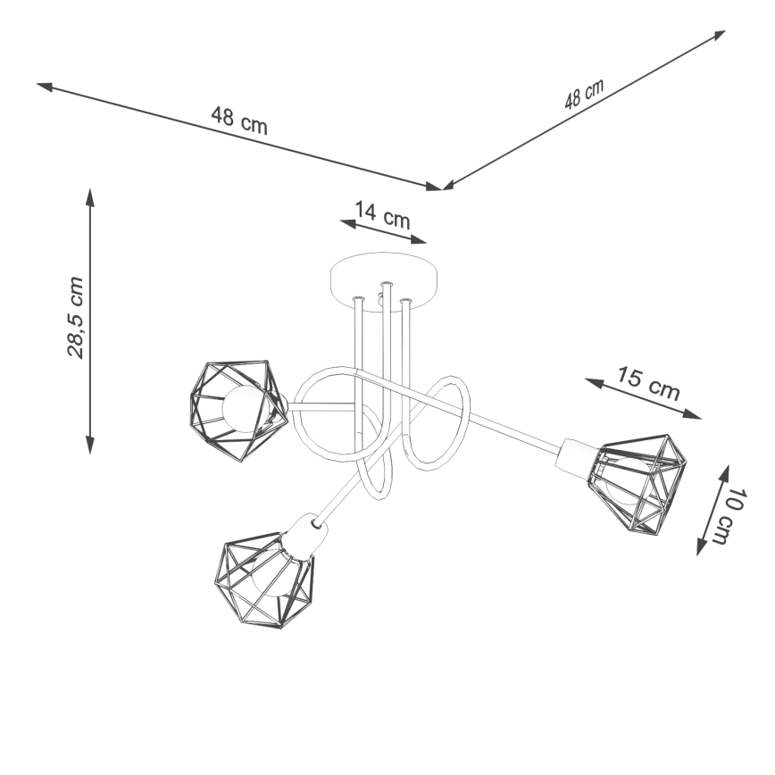 Taklampa på stång ARTEMIS 3xE14/40W/230V svart