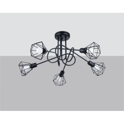 Taklampa på stång ARTEMIS 5xE14/40W/230V svart