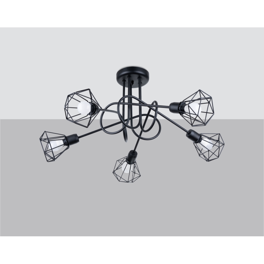 Taklampa på stång ARTEMIS 5xE14/40W/230V svart