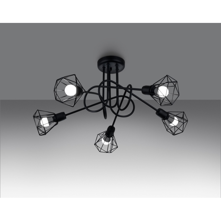 Taklampa på stång ARTEMIS 5xE14/40W/230V svart