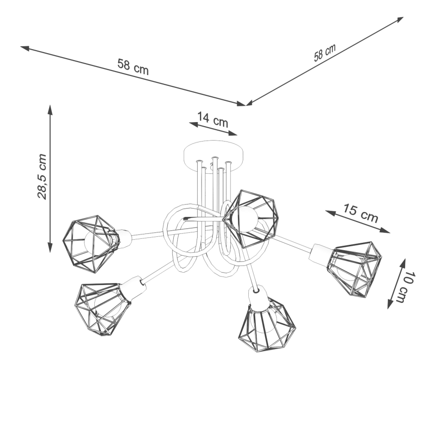 Taklampa på stång ARTEMIS 5xE14/40W/230V svart