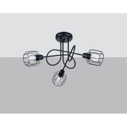 Taklampa på stång BELUCI 3xE14/40W/230V svart
