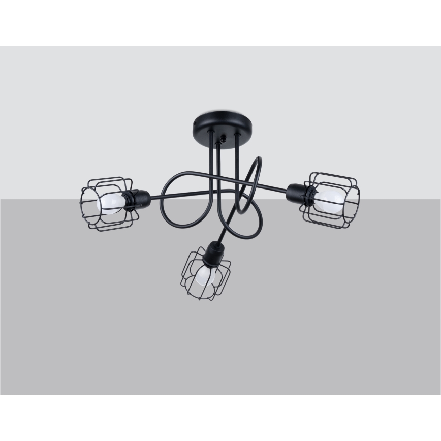Taklampa på stång BELUCI 3xE14/40W/230V svart