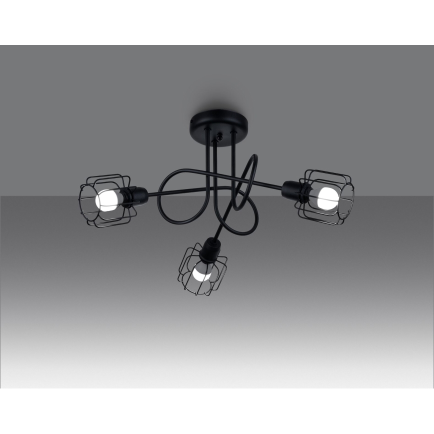 Taklampa på stång BELUCI 3xE14/40W/230V svart
