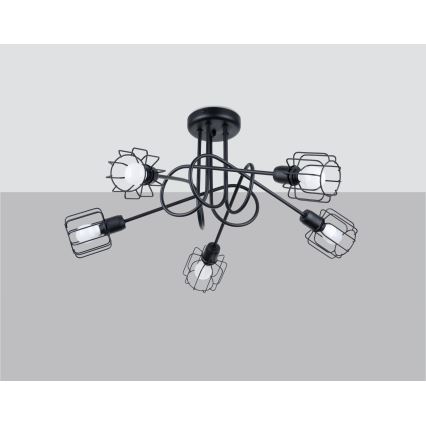 Taklampa på stång BELUCI 5xE14/40W/230V svart