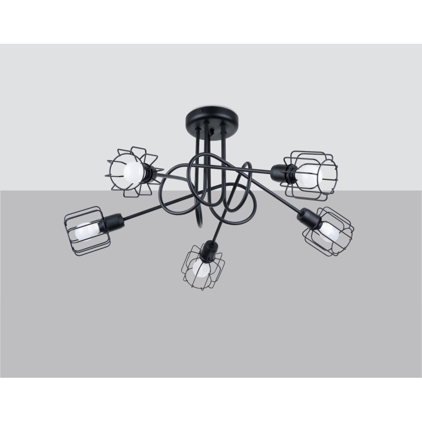 Taklampa på stång BELUCI 5xE14/40W/230V svart