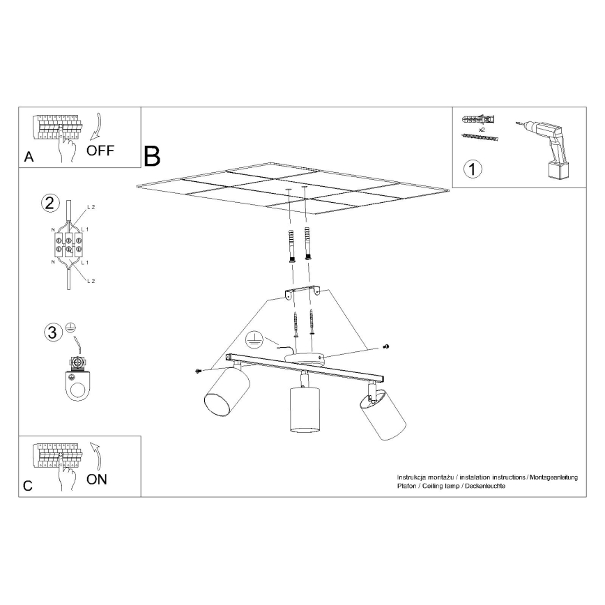 Spotlight LEMMI 3xGU10/40W/230V svart