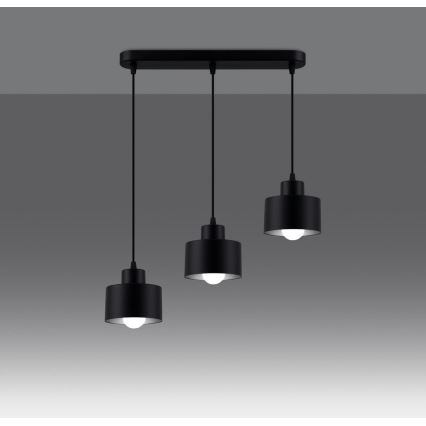 Taklampa på kabel SAVAR 3xE27/60W/230V svart