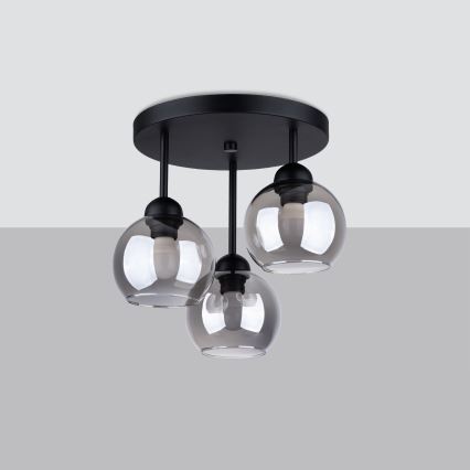 Taklampa på stång ALINO 3xE27/60W/230V svart