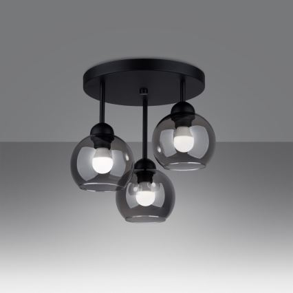 Taklampa på stång ALINO 3xE27/60W/230V svart