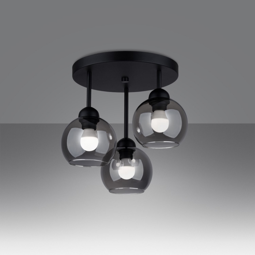 Taklampa på stång ALINO 3xE27/60W/230V svart