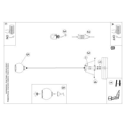 Taklampa på kabel ALINO 1xE27/60W/230V svart