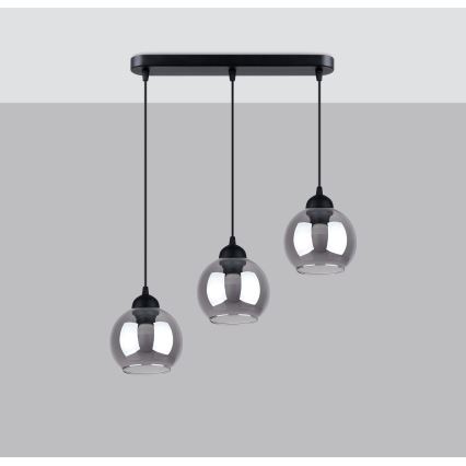 Taklampa på kabel ALINO 3xE27/60W/230V svart