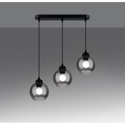 Taklampa på kabel ALINO 3xE27/60W/230V svart