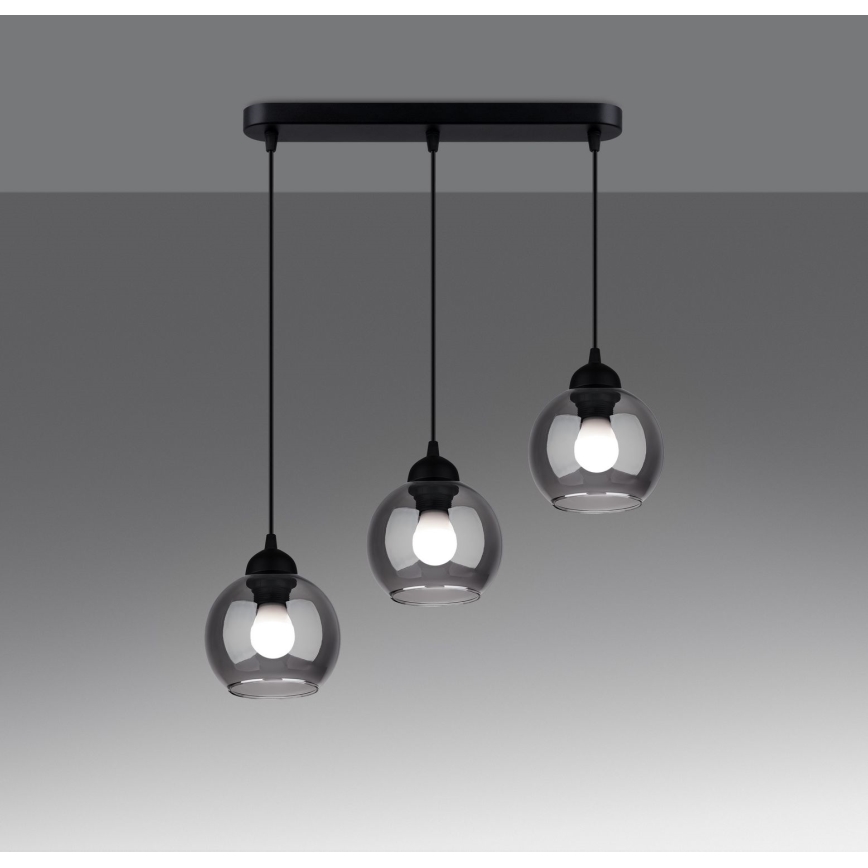 Taklampa på kabel ALINO 3xE27/60W/230V svart