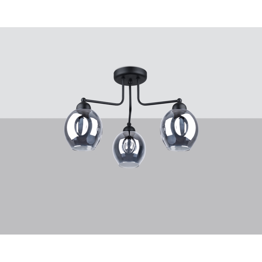 Taklampa på stång FILLAN 3xE27/60W/230V svart