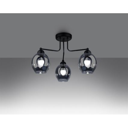 Taklampa på stång FILLAN 3xE27/60W/230V svart