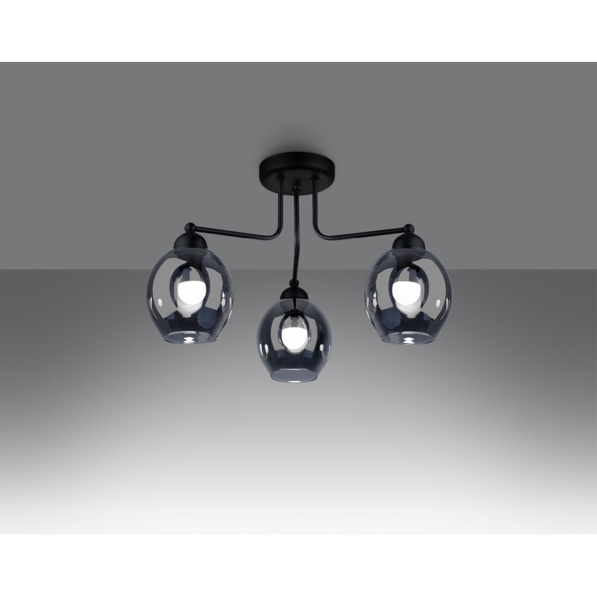 Taklampa på stång FILLAN 3xE27/60W/230V svart