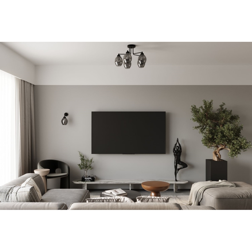 Taklampa på stång FILLAN 5xE27/60W/230V svart