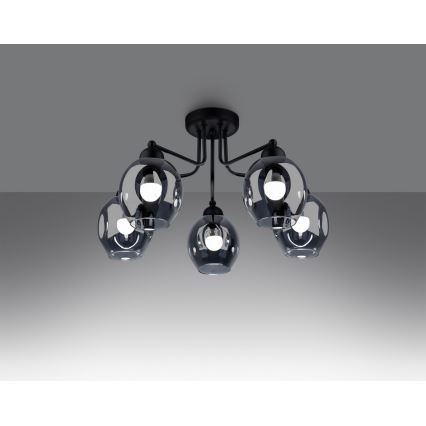 Taklampa på stång FILLAN 5xE27/60W/230V svart