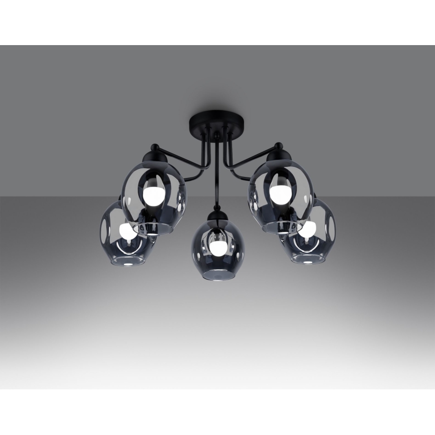 Taklampa på stång FILLAN 5xE27/60W/230V svart