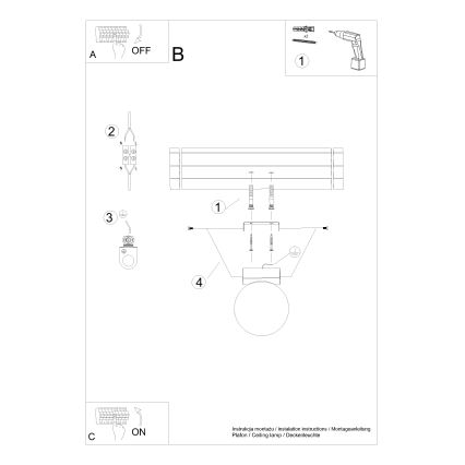 Taklampa YOLI 1xG9/12W/230V svart