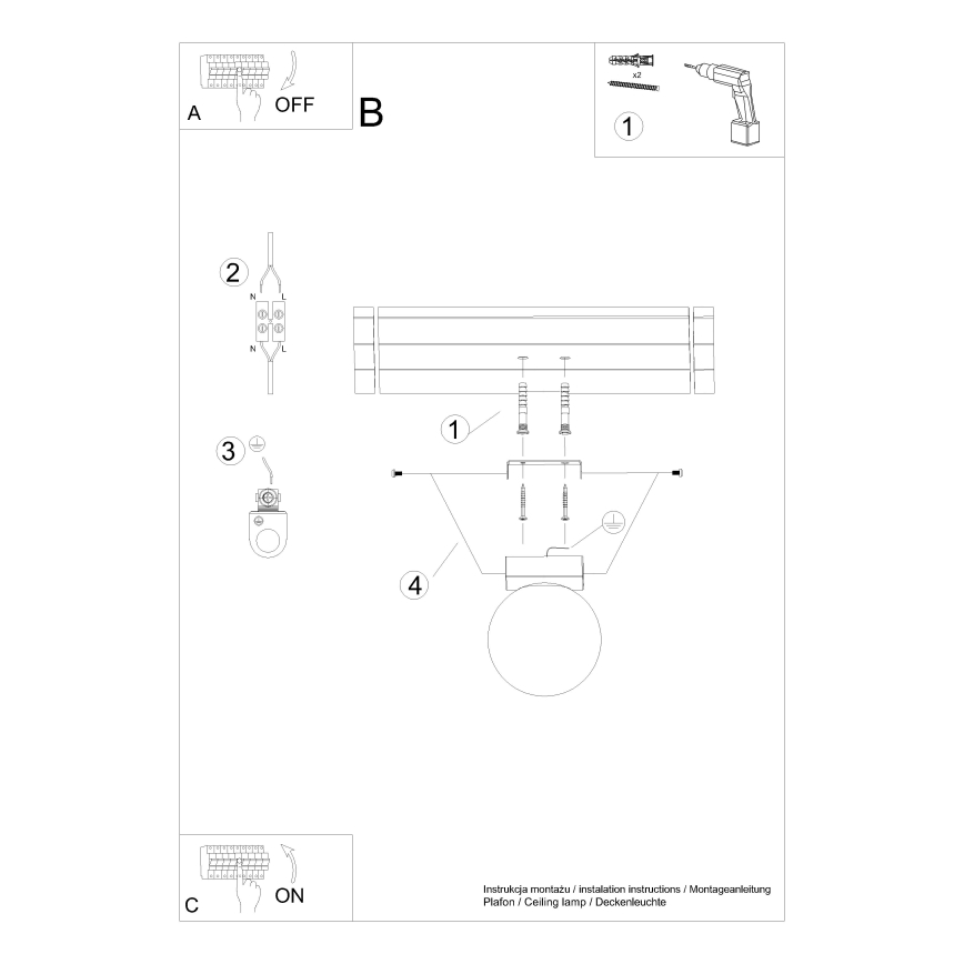Taklampa YOLI 1xG9/12W/230V svart