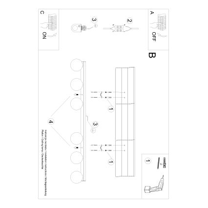 Taklampa YOLI 6xG9/12W/230V svart
