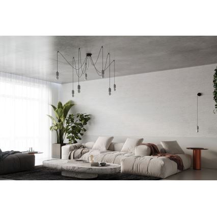 Ljuskrona med textilsladd NESO 5xE27/15W/230V spindel betong