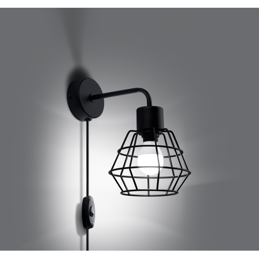 Vägglampa SUBA 1xE27/15W/230V svart