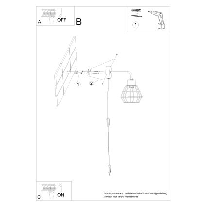 Vägglampa SUBA 1xE27/15W/230V svart