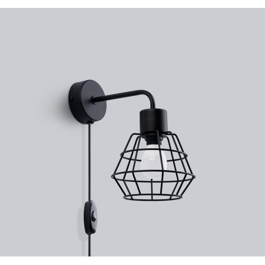 Vägglampa SUBA 1xE27/15W/230V svart