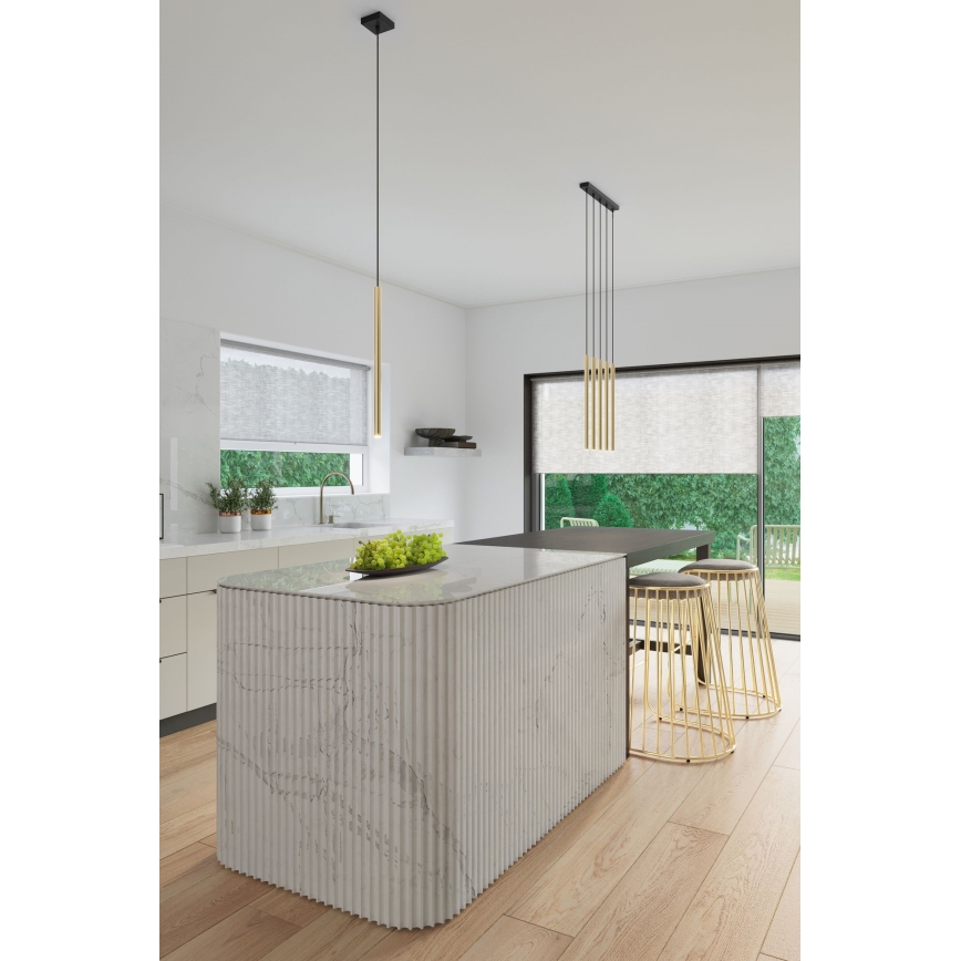 Ljuskrona med textilsladd PASTELO 5xG9/8W/230V guld