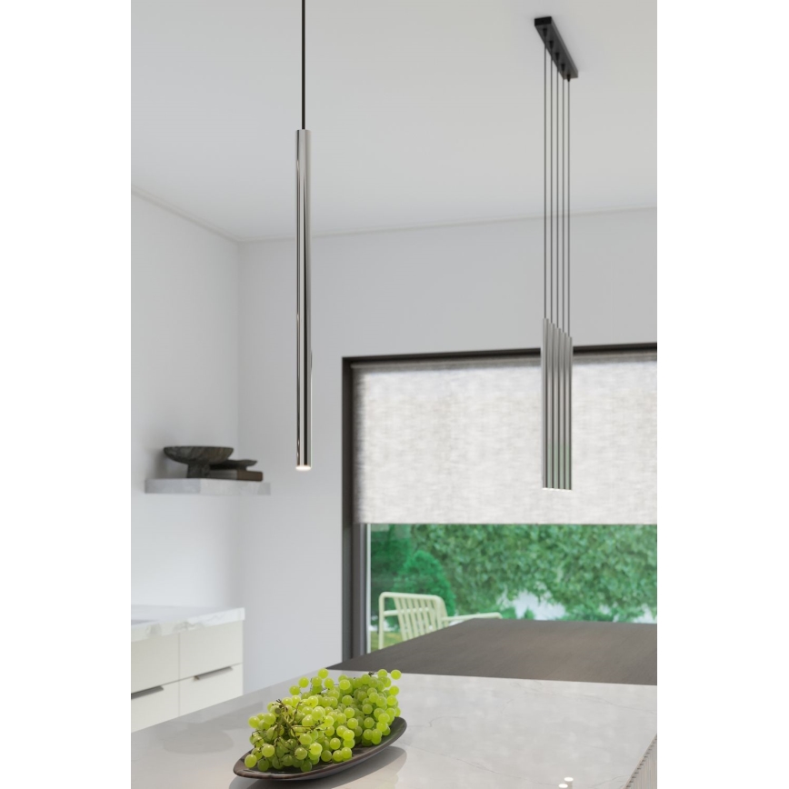Ljuskrona med textilsladd PASTELO 1xG9/8W/230V skinande krom