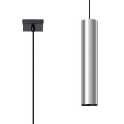 Ljuskrona med textilsladd LAGOS 1xGU10/10W/230V skinande krom