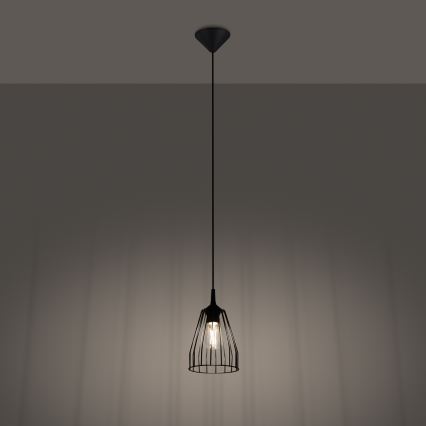 Ljuskrona med textilsladd LEYO 1xE27/15W/230V svart