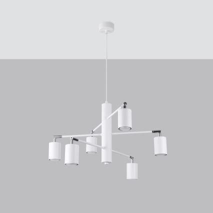 Ljuskrona med textilsladd LEMMI 6xGU10/10W/230V vit